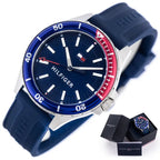 Tommy Hilfiger Logan 1792009 férfi óra, 43 mm, kvarc, WR50, acél, kék számlap