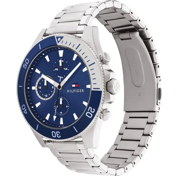 Tommy Hilfiger Larson 1791917 férfi kvarc karóra, kék számlap, acél szíj 46 mm