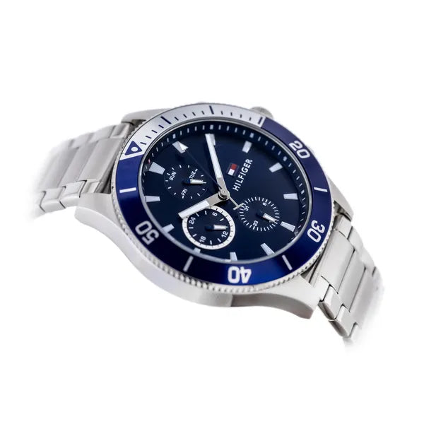 Tommy Hilfiger Larson 1791917 férfi kvarc karóra, kék számlap, acél szíj 46 mm