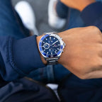 Tommy Hilfiger Larson 1791917 férfi kvarc karóra, kék számlap, acél szíj 46 mm