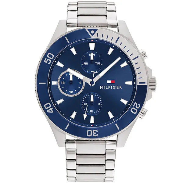 Tommy Hilfiger Larson 1791917 férfi kvarc karóra, kék számlap, acél szíj 46 mm