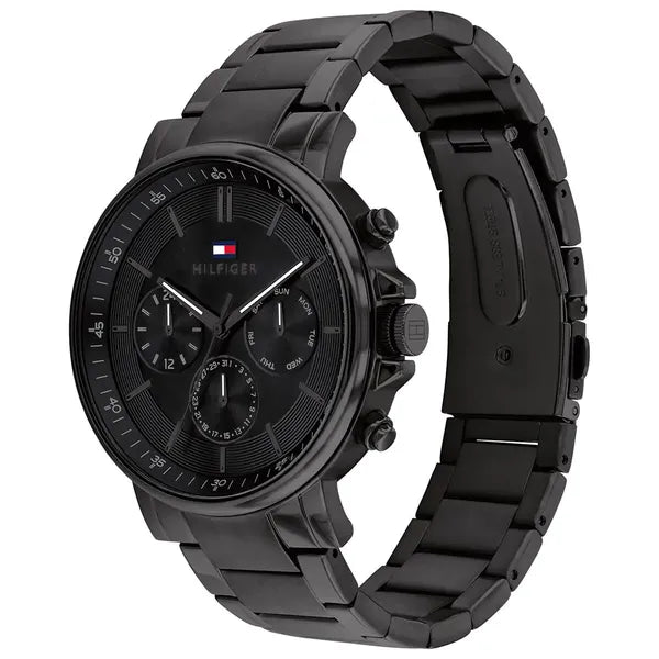 Tommy Hilfiger Tyson 1710590 férfi karóra, fekete, 44 mm, acél, kvarc, WR50