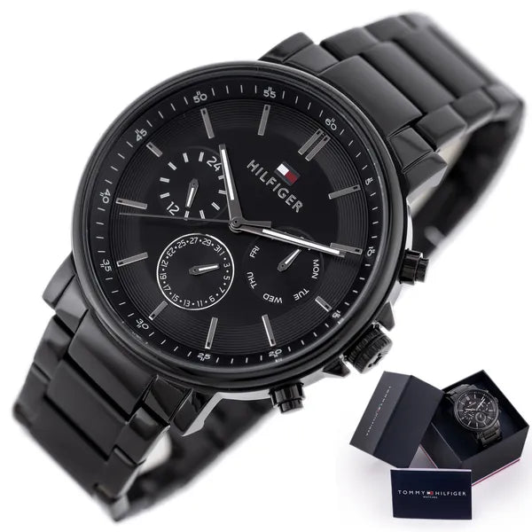 Tommy Hilfiger Tyson 1710590 férfi karóra, fekete, 44 mm, acél, kvarc, WR50