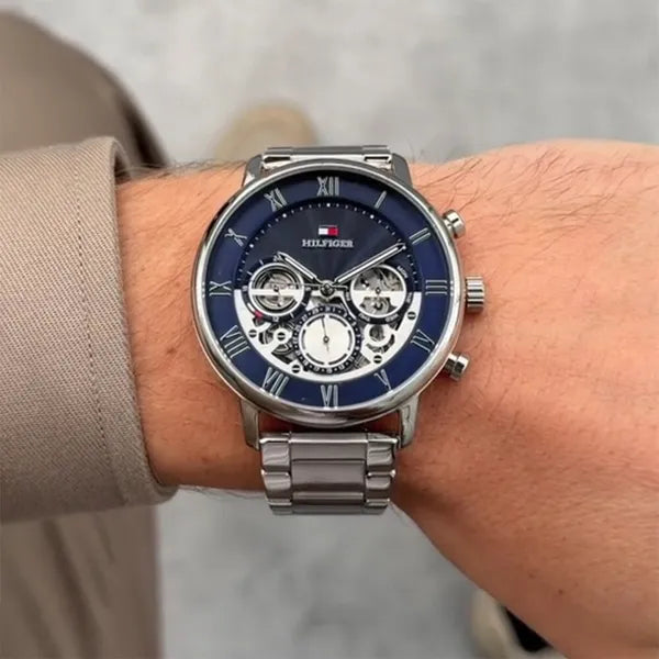 Tommy Hilfiger Legend 1710569 férfi karóra, acél, kék számlap, 44 mm, WR50