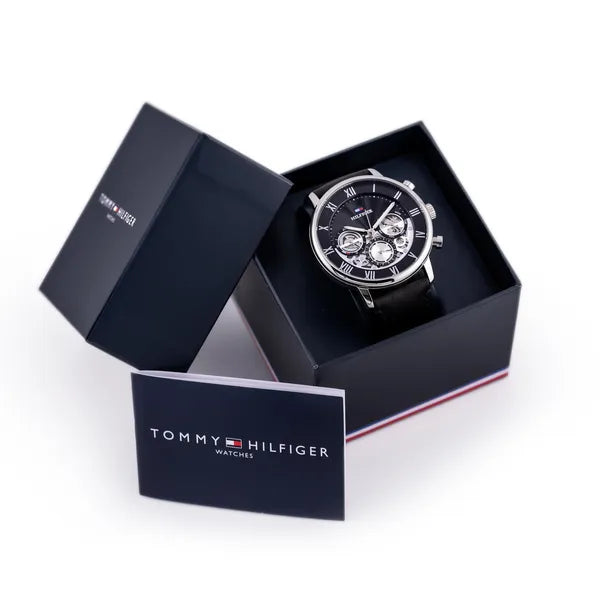 Tommy Hilfiger 1710565 Legend férfi karóra, 44 mm, fekete, bőr, 5 ATM