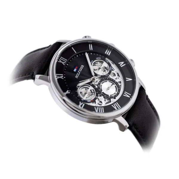 Tommy Hilfiger 1710565 Legend férfi karóra, 44 mm, fekete, bőr, 5 ATM