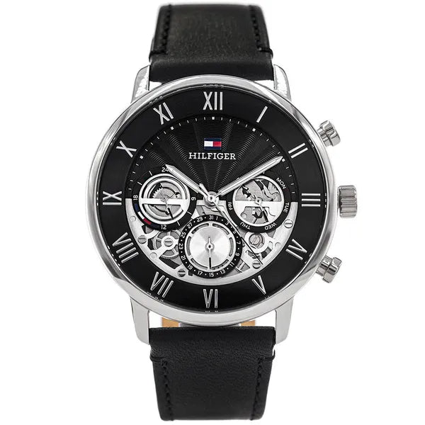 Tommy Hilfiger 1710565 Legend férfi karóra, 44 mm, fekete, bőr, 5 ATM