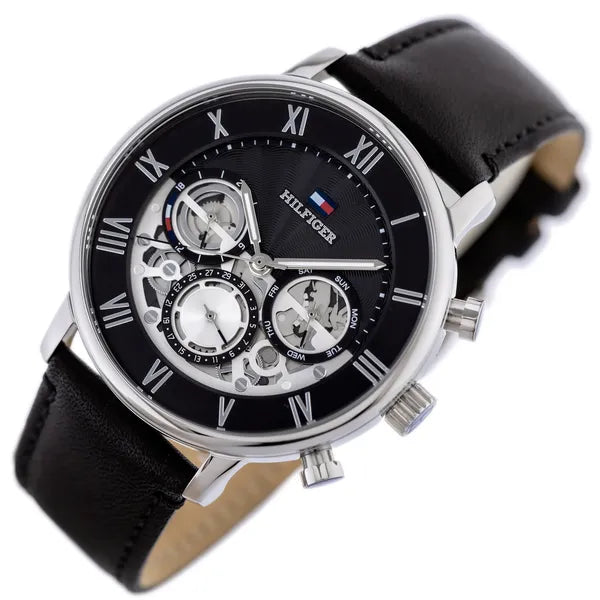 Tommy Hilfiger 1710565 Legend férfi karóra, 44 mm, fekete, bőr, 5 ATM