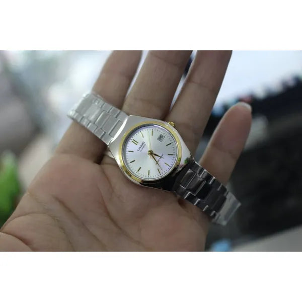 Casio LTP-1170G-7A női karóra, két tónusú acél, 25 mm, kvarc, dátum, WR30
