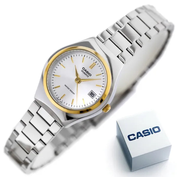 Casio LTP-1170G-7A női karóra, két tónusú acél, 25 mm, kvarc, dátum, WR30