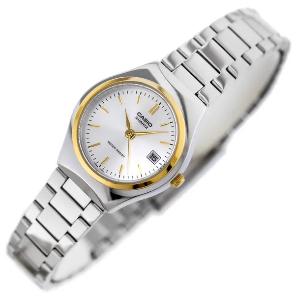 Casio LTP-1170G-7A női karóra, két tónusú acél, 25 mm, kvarc, dátum, WR30