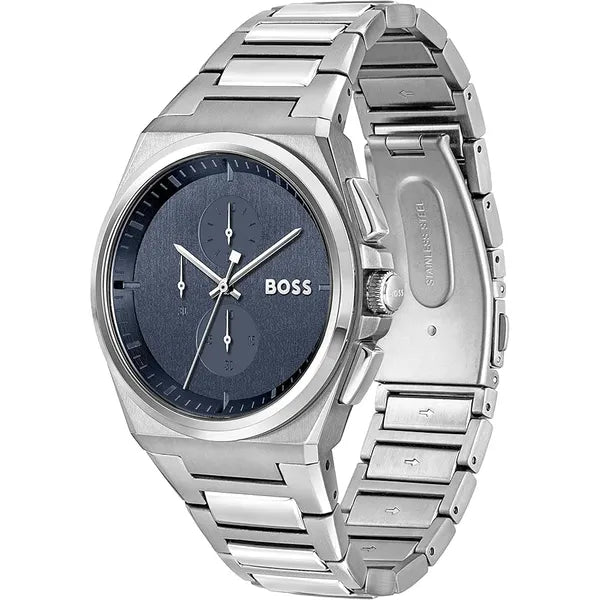 Hugo Boss 1514048 férfi kvarc kronográf, 44 mm, kék számlap, acél szíj