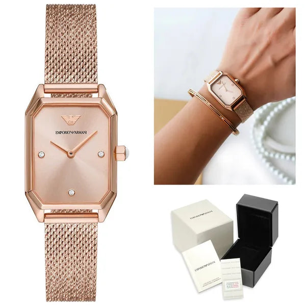 Emporio Armani Gioia AR11347 női karóra, rozéarany, acél, kvarc, téglalap tok