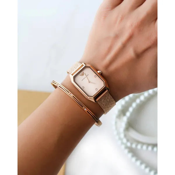 Emporio Armani Gioia AR11347 női karóra, rozéarany, acél, kvarc, téglalap tok