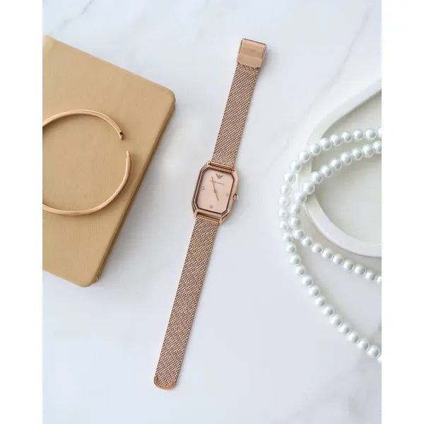 Emporio Armani Gioia AR11347 női karóra, rozéarany, acél, kvarc, téglalap tok