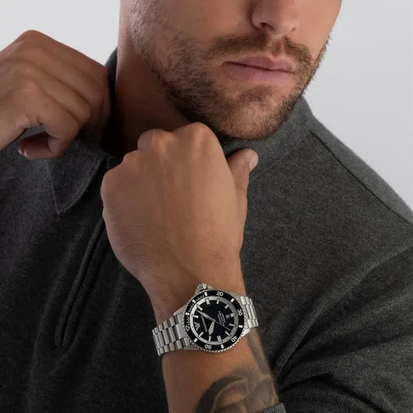 Emporio Armani AR60079 férfi automata búváróra, 42 mm, kék számlap, acél