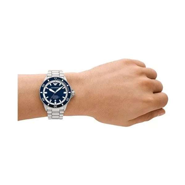 Emporio Armani AR60079 férfi automata búváróra, 42 mm, kék számlap, acél