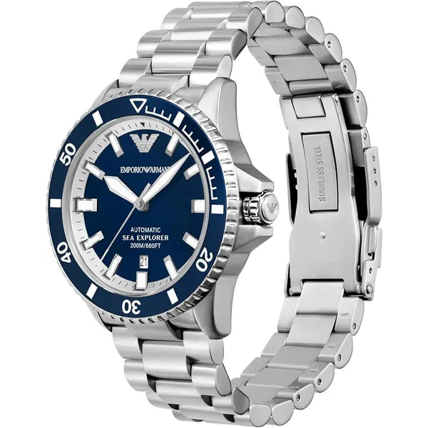 Emporio Armani AR60079 férfi automata búváróra, 42 mm, kék számlap, acél
