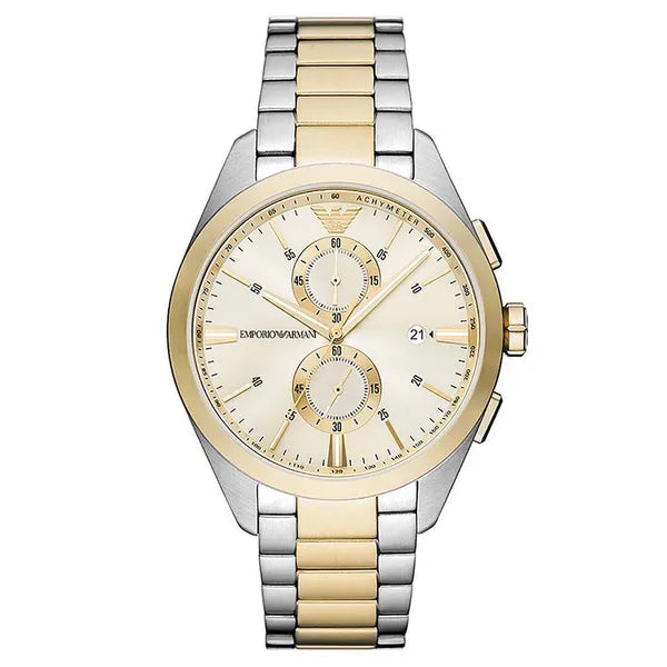 Emporio Armani AR11605 Claudio férfi óra, 42 mm, kronográf, arany számlap