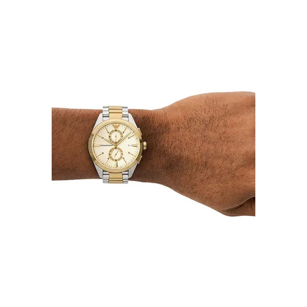 Emporio Armani AR11605 Claudio férfi óra, 42 mm, kronográf, arany számlap