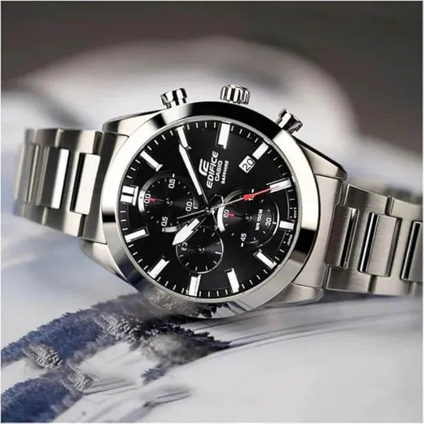 Casio Edifice EFB-710D-1A férfi kronográf karóra, zafírüveg, acél, WR100