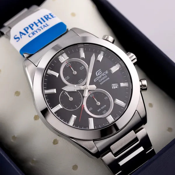 Casio Edifice EFB-710D-1A férfi kronográf karóra, zafírüveg, acél, WR100