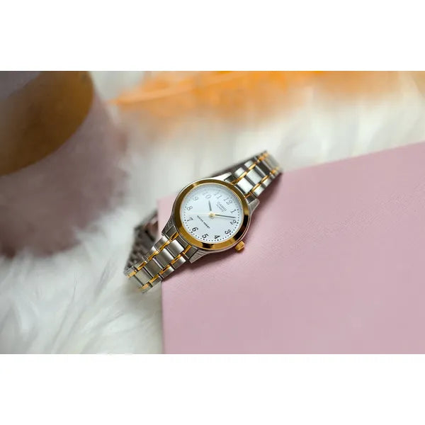 Casio női karóra LTP-1263PG-7B, két színű acél, WR30, kvarc, 27 mm + díszdoboz