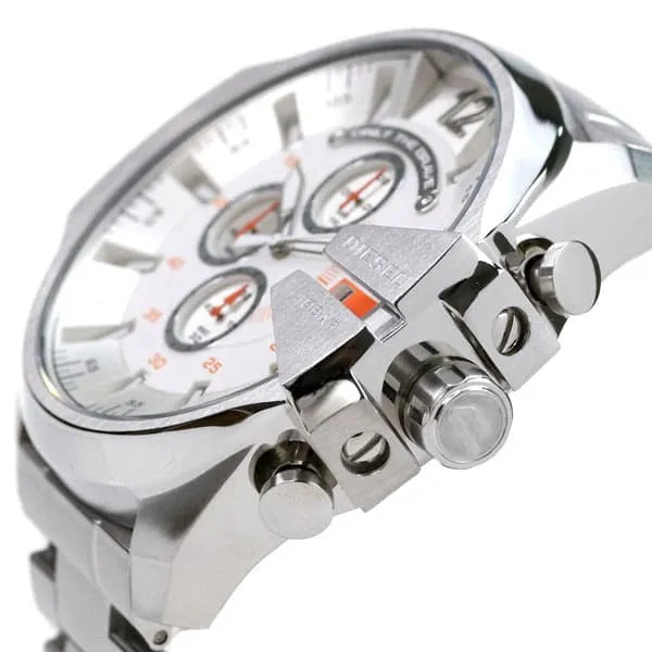Diesel DZ4328 férfi karóra, 51 mm, acél szíj, 100 m vízálló, ezüst számlap