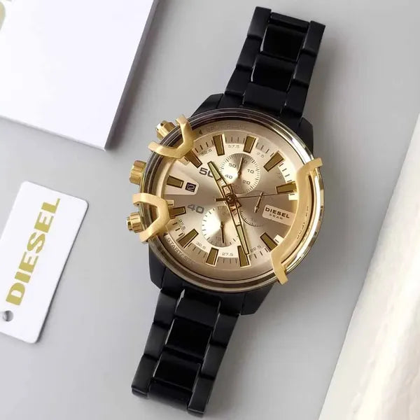 Diesel Griffed DZ4525 férfi karóra, fekete/arany, krónográf, 50 m, 48 mm, acél