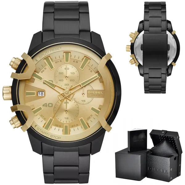 Diesel Griffed DZ4525 férfi karóra, fekete/arany, krónográf, 50 m, 48 mm, acél