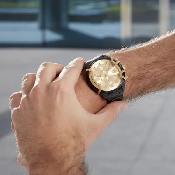 Diesel Griffed DZ4525 férfi karóra, fekete/arany, krónográf, 50 m, 48 mm, acél