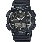 Casio AEQ-110W-1AVEF férfi sportóra, kvarc, WR100, fekete, gyanta szíj