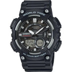 Casio AEQ-110W-1AVEF férfi sportóra, kvarc, WR100, fekete, gyanta szíj