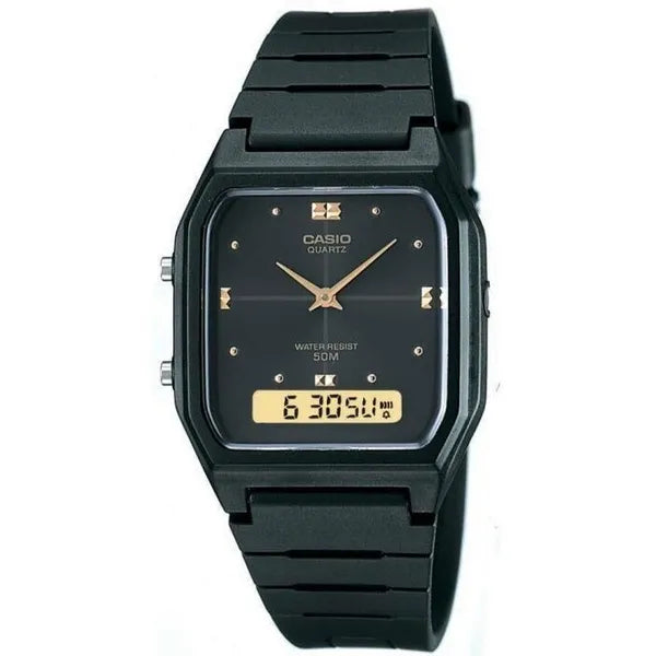 Casio AW-48HE-1AVDF női karóra, fekete, kvarc, WR50, analóg‑digitális, díszdoboz