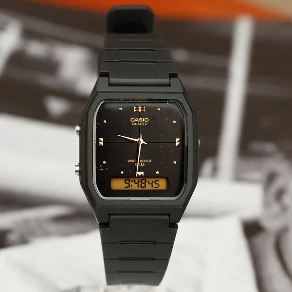Casio AW-48HE-1AVDF női karóra, fekete, kvarc, WR50, analóg‑digitális, díszdoboz