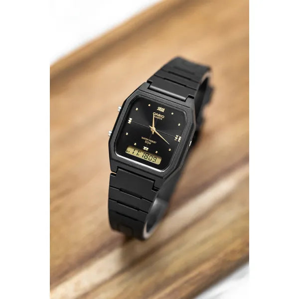 Casio AW-48HE-1AVDF női karóra, fekete, kvarc, WR50, analóg‑digitális, díszdoboz