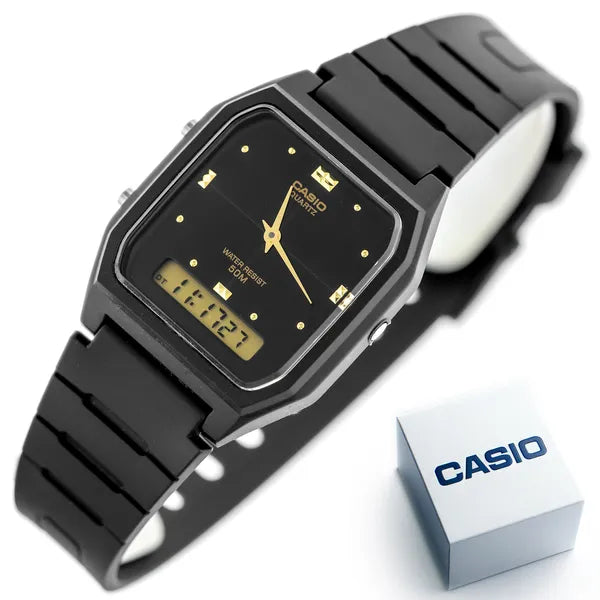 Casio AW-48HE-1AVDF női karóra, fekete, kvarc, WR50, analóg‑digitális, díszdoboz