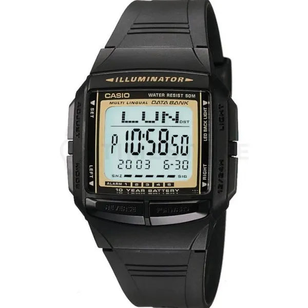 Casio DB-36-9AVDF férfi digitális óra 37 mm, WR50, fekete, gyanta szíj, doboz