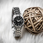 Casio LTP-1308D-1AVDF női karóra, fekete számlap, acél szíj, WR50