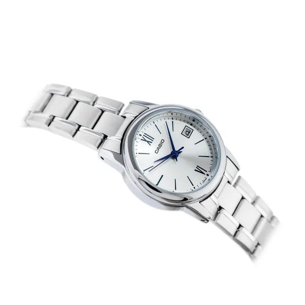 Casio női karóra LTP-V002D-7B3UDF, ezüst, acél, 25 mm, dátum, WR30