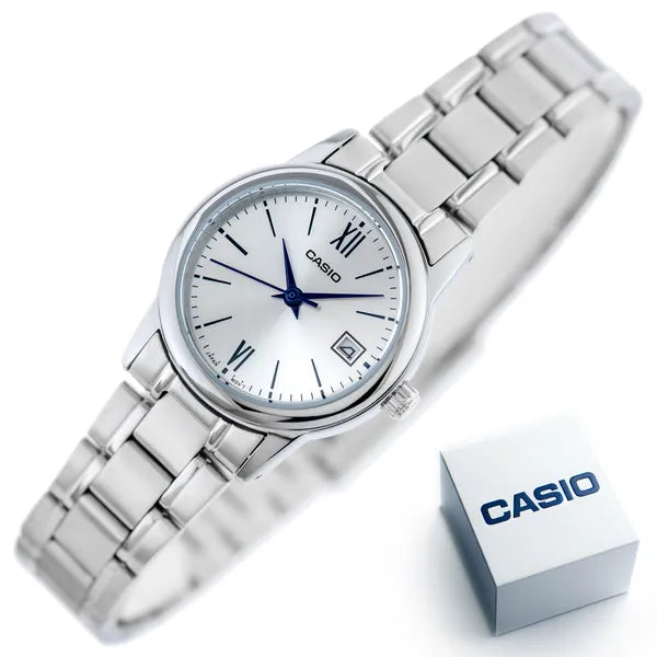 Casio női karóra LTP-V002D-7B3UDF, ezüst, acél, 25 mm, dátum, WR30