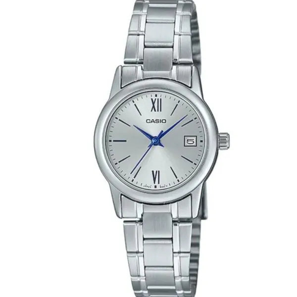 Casio női karóra LTP-V002D-7B3UDF, ezüst, acél, 25 mm, dátum, WR30
