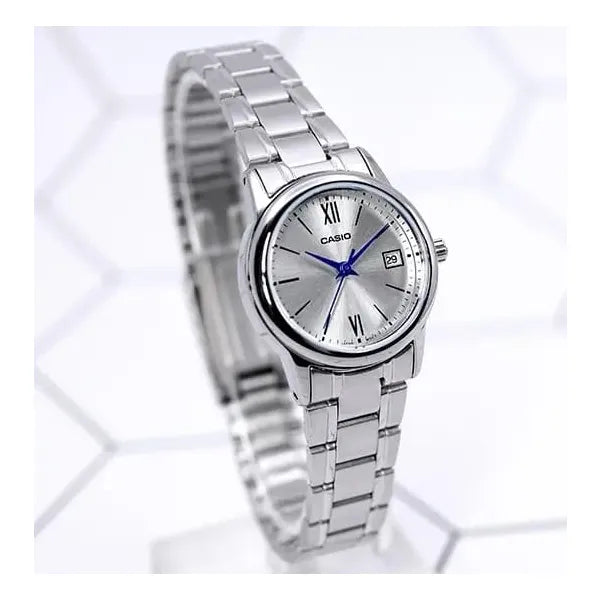 Casio női karóra LTP-V002D-7B3UDF, ezüst, acél, 25 mm, dátum, WR30