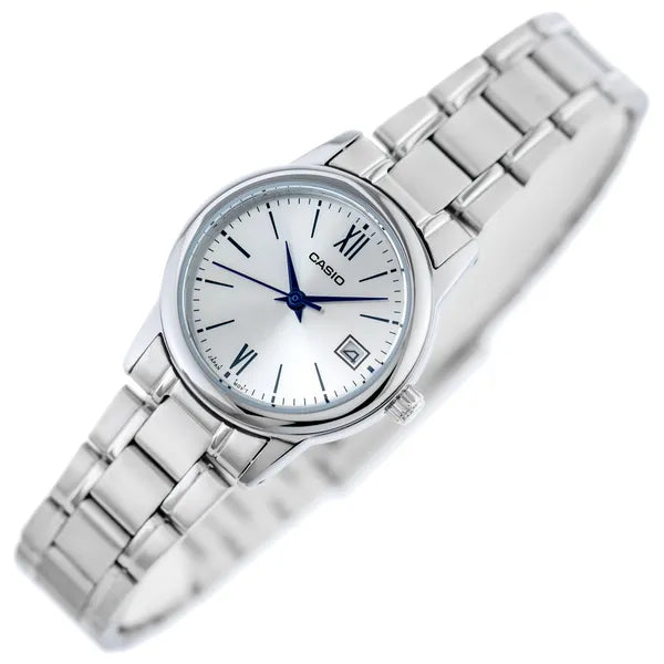 Casio női karóra LTP-V002D-7B3UDF, ezüst, acél, 25 mm, dátum, WR30