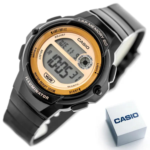 Casio LWS-1200H-1AVDF női digitális sportóra, WR100, fekete/rózsaarany