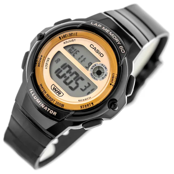 Casio LWS-1200H-1AVDF női digitális sportóra, WR100, fekete/rózsaarany
