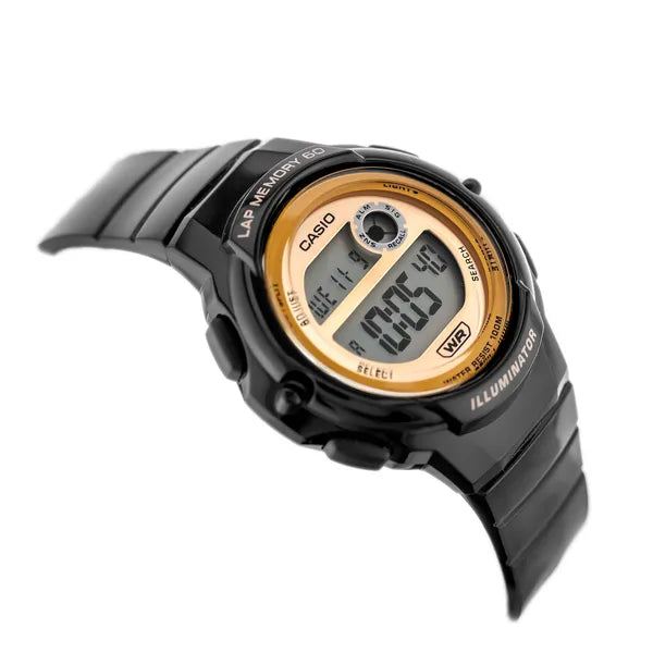 Casio LWS-1200H-1AVDF női digitális sportóra, WR100, fekete/rózsaarany