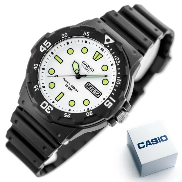 Casio MRW-200H-7EVEF férfi karóra, 44 mm, WR100, fehér számlap, díszdoboz
