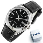 Casio férfi karóra, MTP-1308L-1AVEF, bőrszíj, fekete számlap, WR50, 39 mm