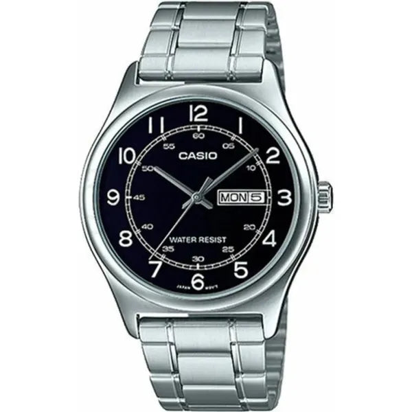 Casio MTP-V006D-1B2 férfi karóra, acél szíj, fekete számlap, 38 mm, kvarc, WR30